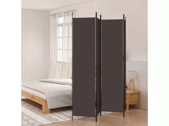 Cloison de séparation 4 panneaux Marron 200x220 cm Tissu