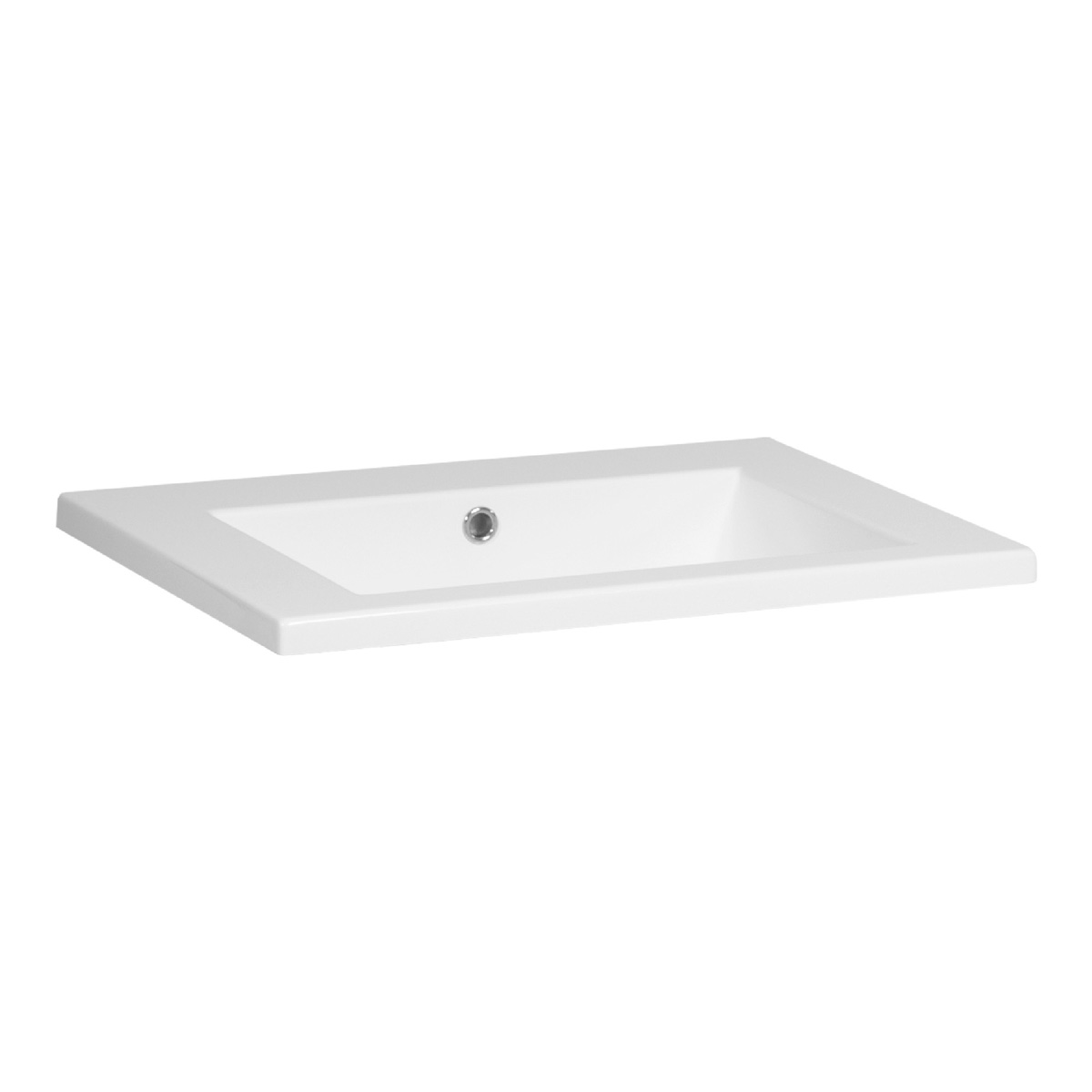 Brauer Solar Slim wastafel mineraalmarmer 60cm zonder kraangat wit glans