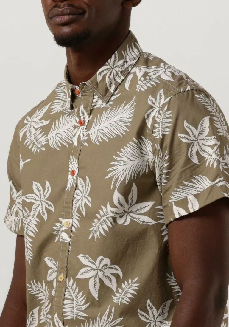 SCOTCH & SODA khaki scotch & soda casual overhemd printed + washed short sleeve poplin shirt