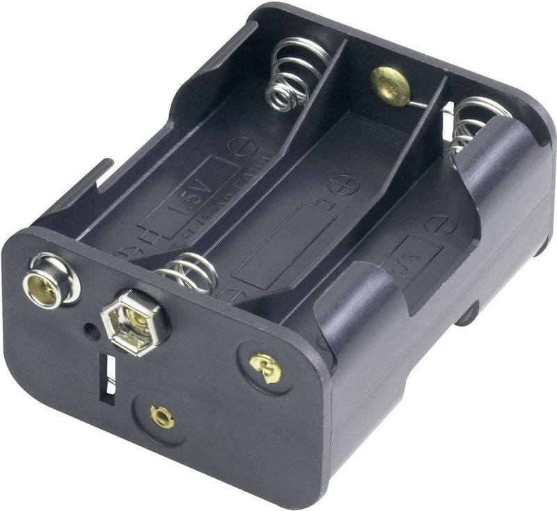 Batterijhouder - Zwart - Plastic - Voor 6 AA-batterijen
