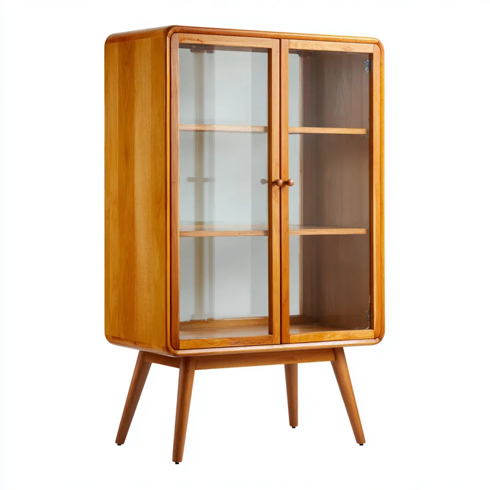 Vitrine Holz 120x40x180 cm – Kirschholz – Retro-Stil
