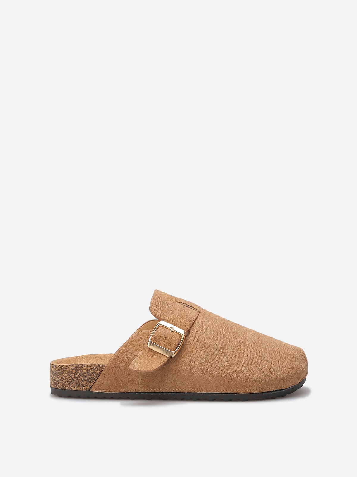 Mules en suédine avec bride- Taupe