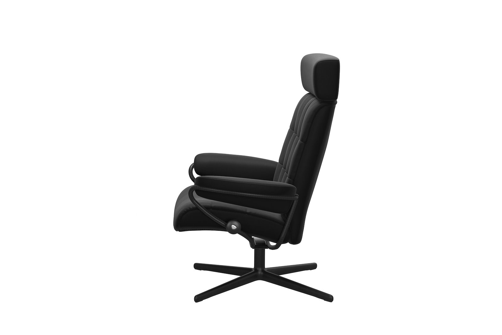 London lenestol Med regulerbar nakkestøtte. Hud Paloma Black og Cross understell Black. Medium