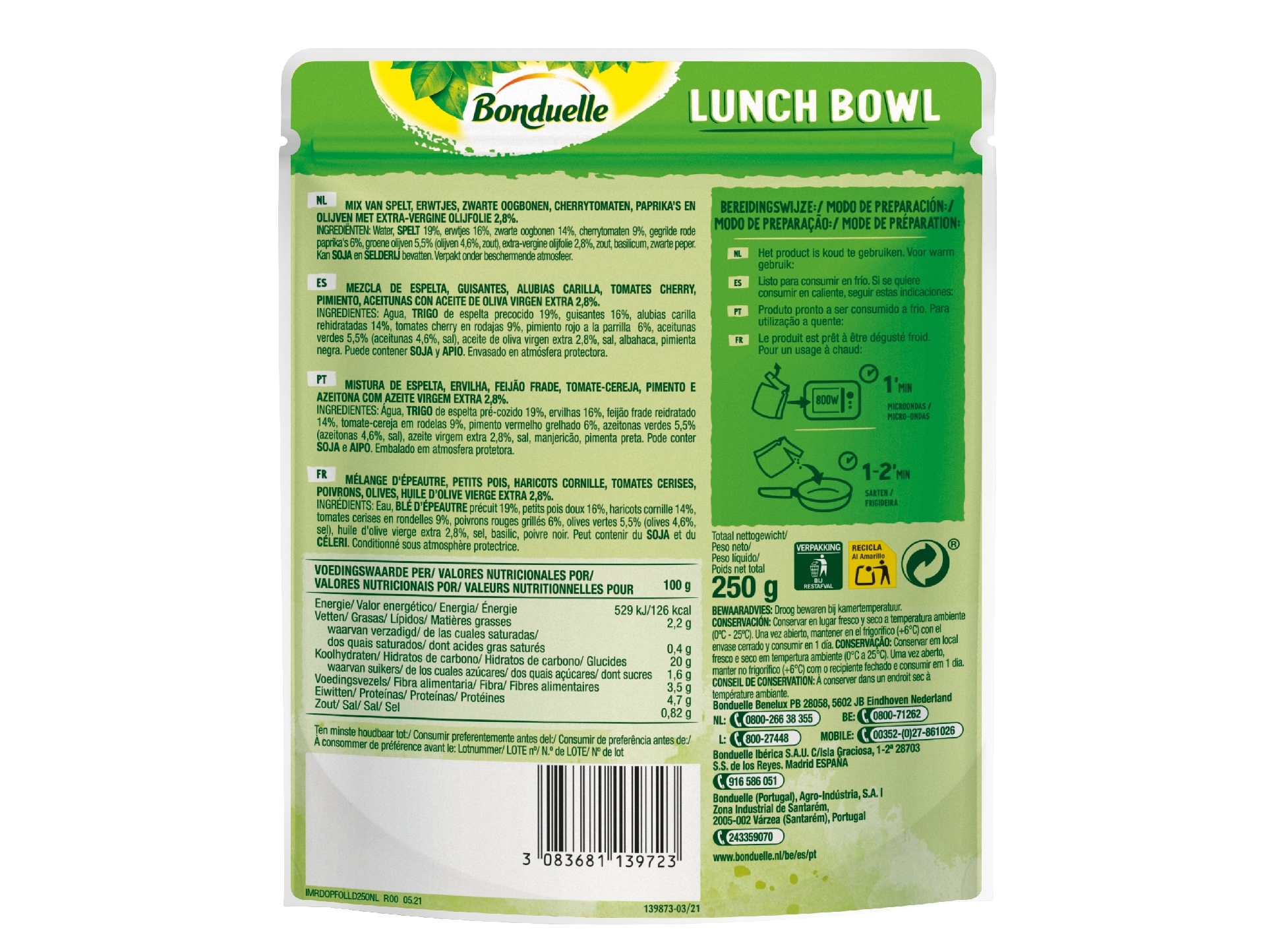 LUNCH BOWL ESPELTA BONDUELLE 250G