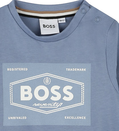 BOSS Bluse - Hellblau m. Weiß