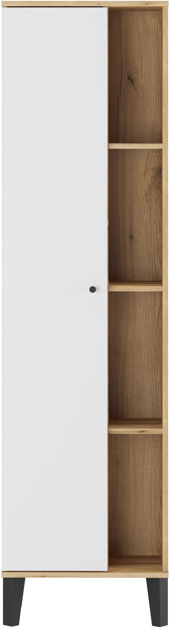 INOSIGN Stauraumschrank »Oslo, Badschrank mit Knopfgriff, Hochschrank im skandinavischen Design« in der Türfarbe Weiss oder Grau verfügbar, ausreichend Stauraum