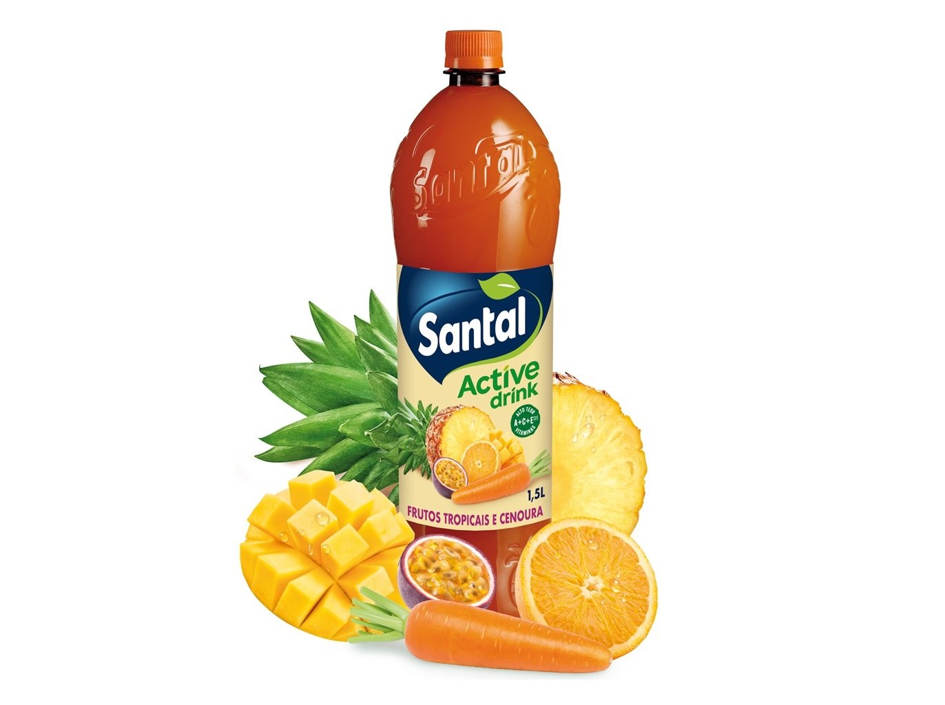 REFRIGERANTE SEM GÁS SANTAL ACTIVE DRINK CENOURA E FRUTOS TROPICAIS 1.5L
