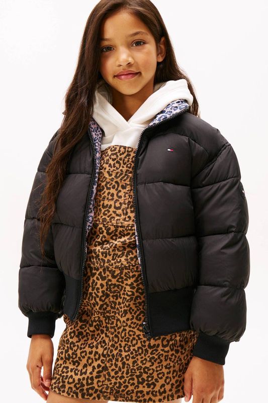 Tommy Hilfiger - REVERSIBLE STRIPE PUFFER BOMBER - Jack - Zwart