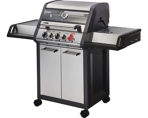 Enders Monroe Pro 3 SIK Turbo gasbarbecue met 3 branders + zijbrander, 58 x 143,5 cm, roestvrij staal, inclusief uitneembare vetopvangbak.