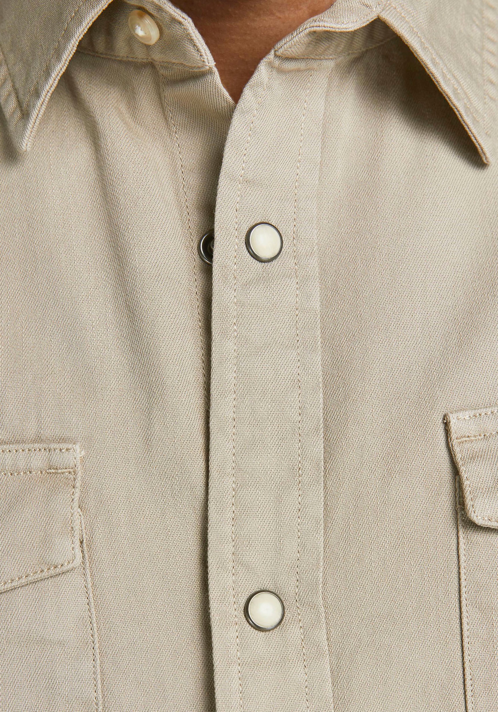 Jack & Jones Jeanshemd »JJESHERIDAN im Workwear-Stil mit robuster Baumwollqualität«, unifarben, modisch, slim fit, Baumwolle, Hemdkragen
