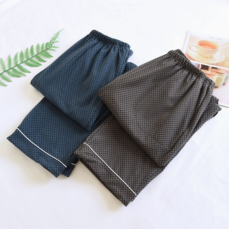 Dogini - Pyjamabroek met elastische taille en contrasterende ruitjesprint