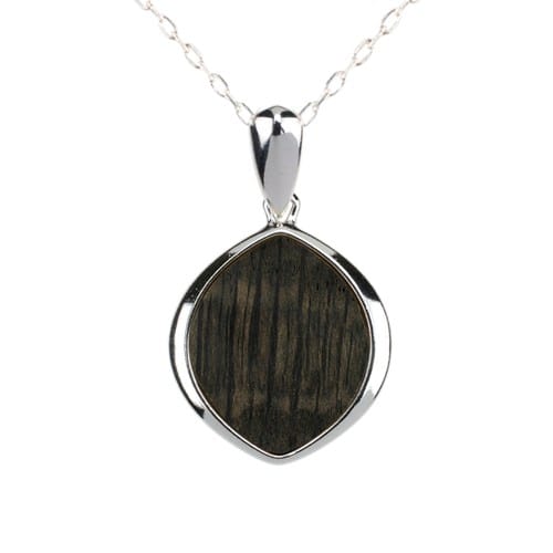 Collier ag 925 et bois fossilisé