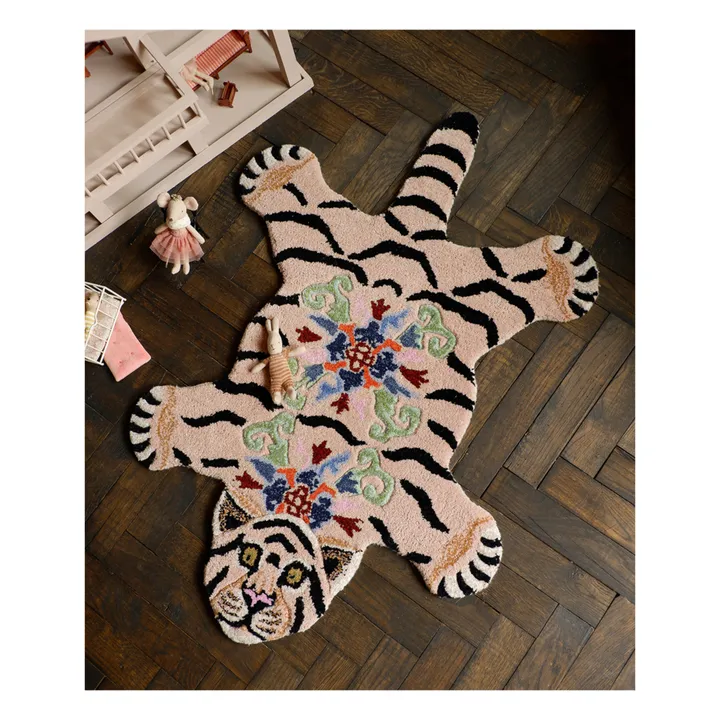 Doing Goods Tapis tigre Mahee Majestic en laine | Rose pêche