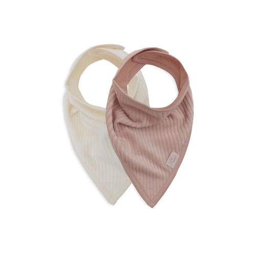Lot de 2 bavoirs bandana Velvet rib - Wild rose/Ivory - JOLLEIN