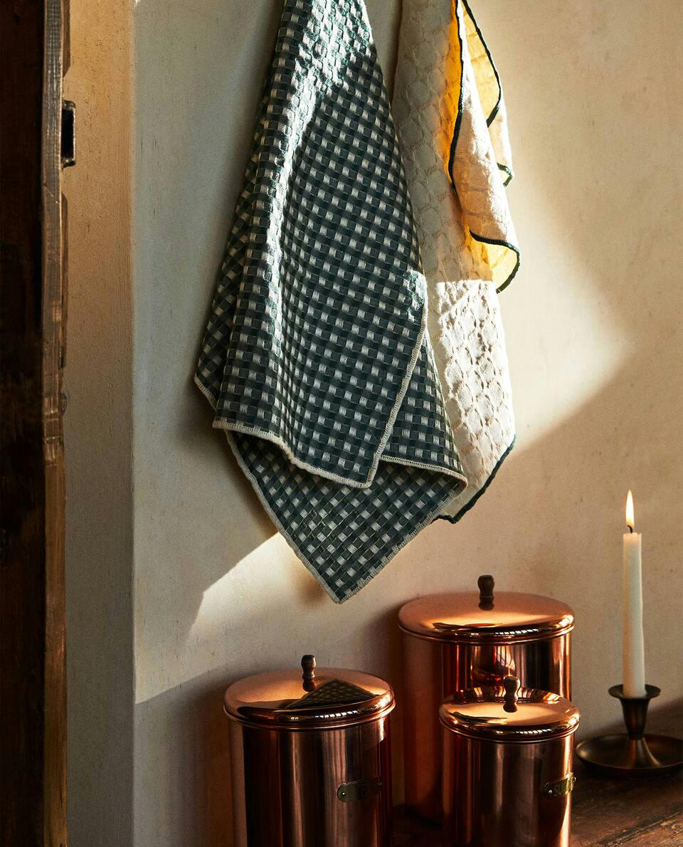 PACOTE DE PANOS DE PRATO DE NATAL EM ALGODÃO WAFFLE (PACOTE COM 2)