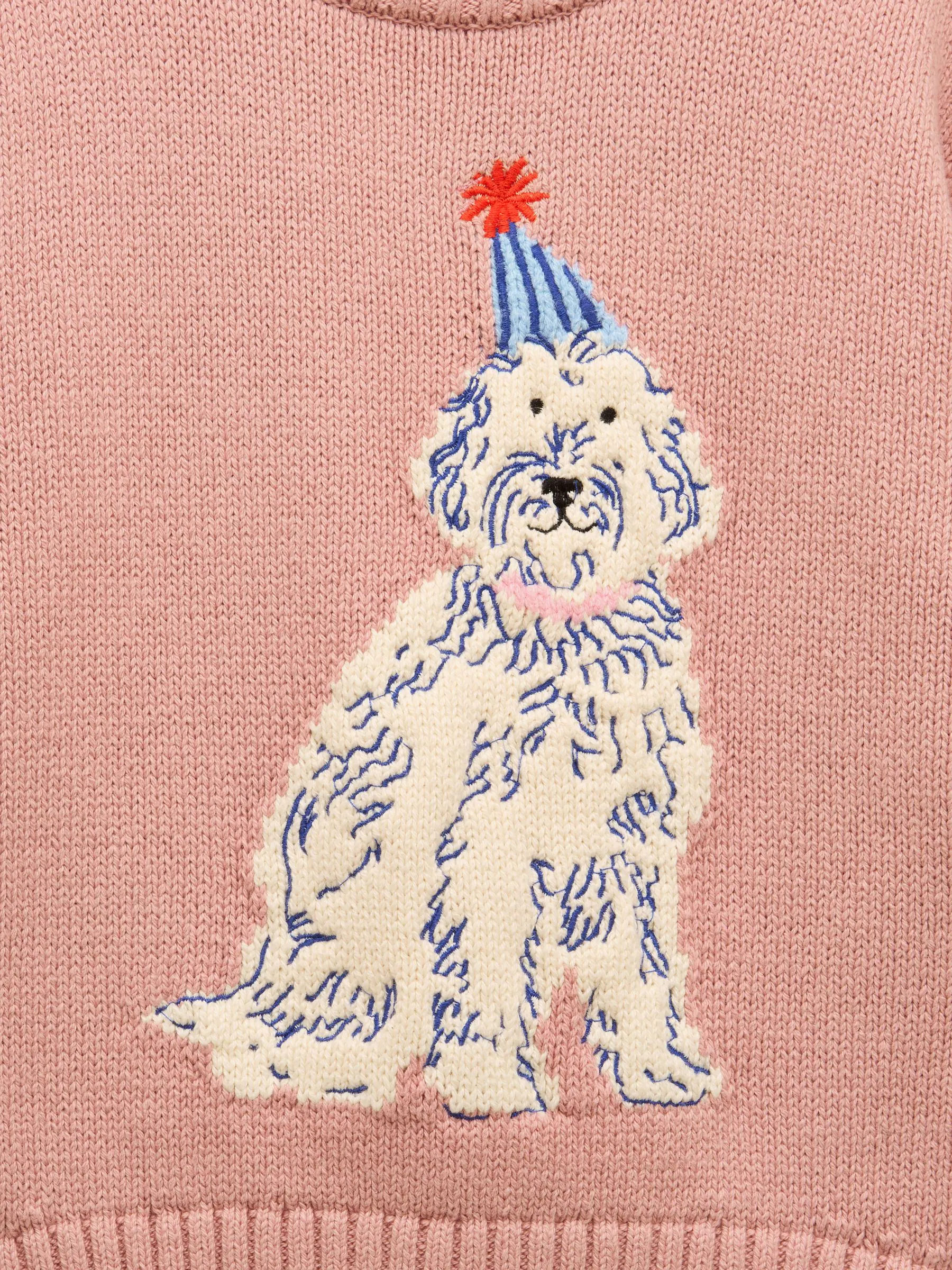 Pink Cockapoo Dog - Joules Girls' Hattie Jumper