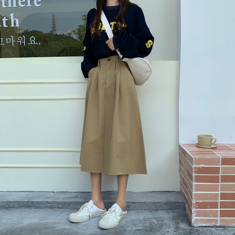 Yako - A-lijn midi-rok met hoge taille