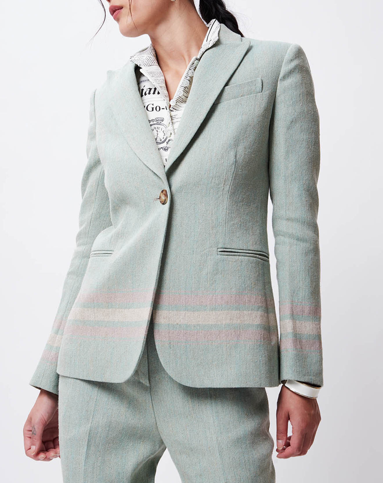 John Galliano Veste en Lin mélangé Giulia vert clair