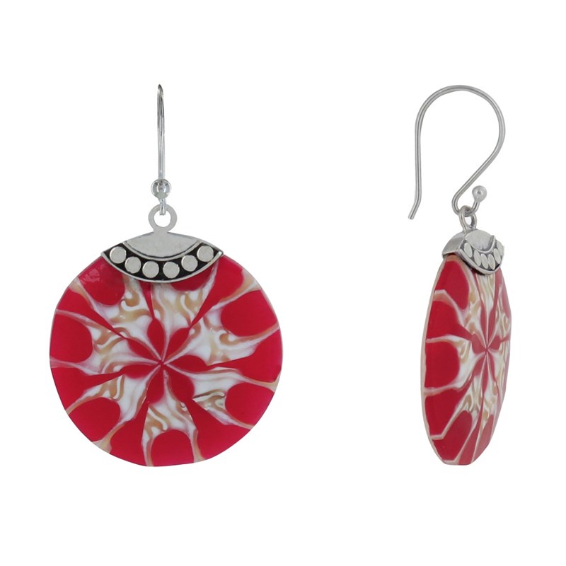 Boucles d'Oreilles Argent Disque Fleur Coquillage