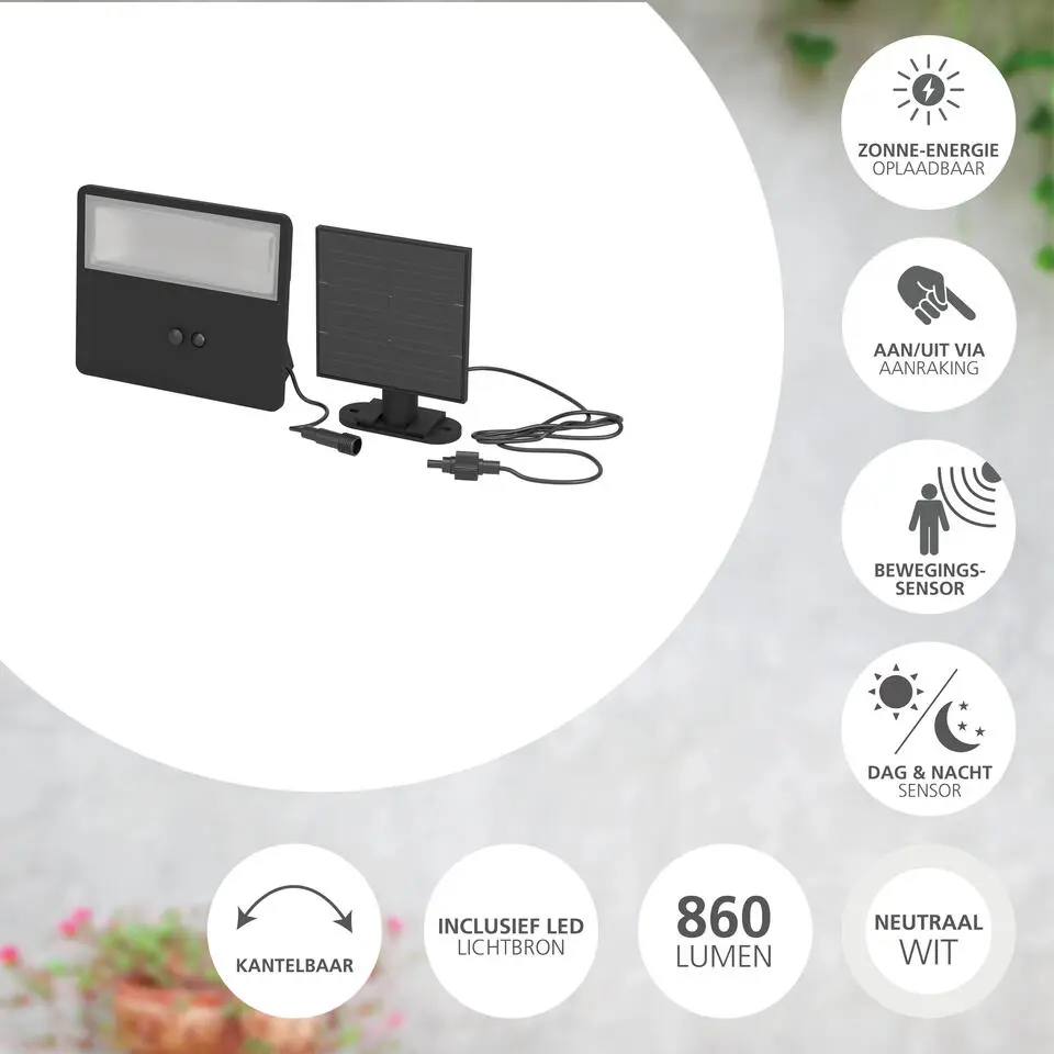 EGLO Panettieri Solar Wandlamp - LED - 17 cm - Zwart