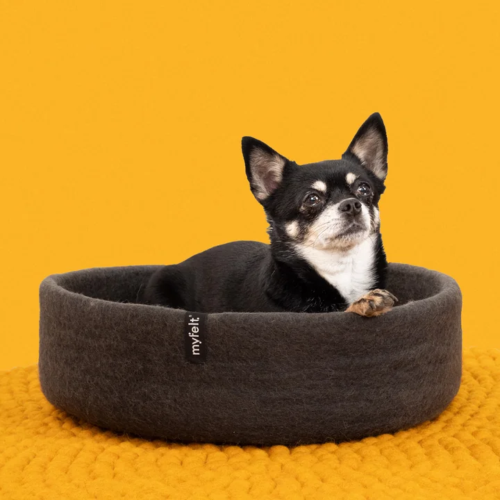 myfelt - Kuno Hundekorb, Ø 60 cm, Inlay braun