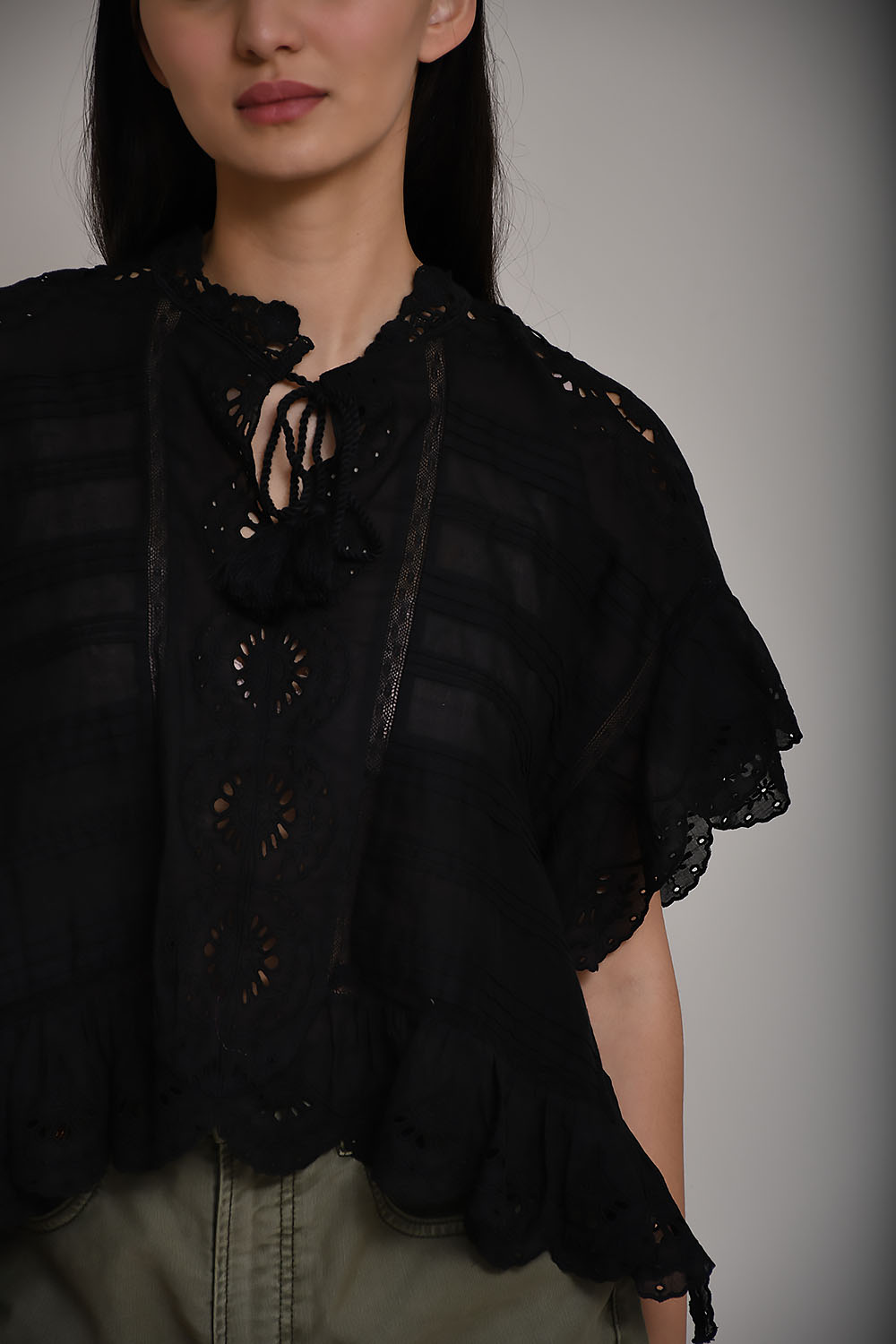 Payton floral lace cotton top