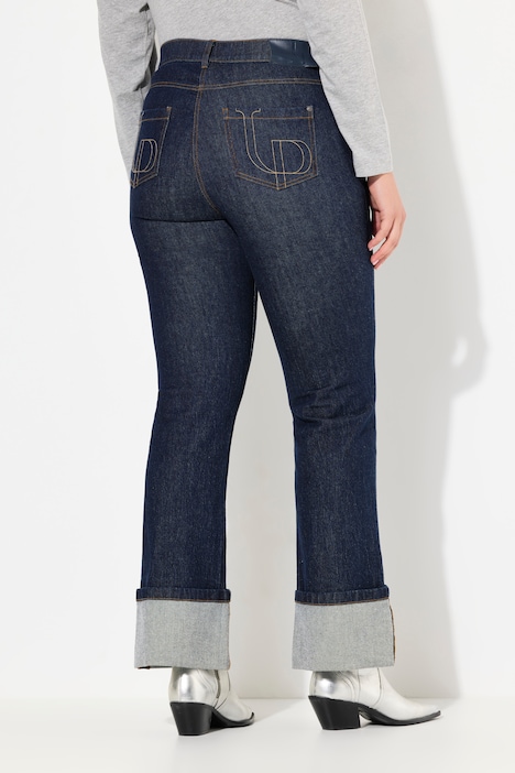 Jeans Mary, weites Bein, Saumumschlag, Stretchdenim