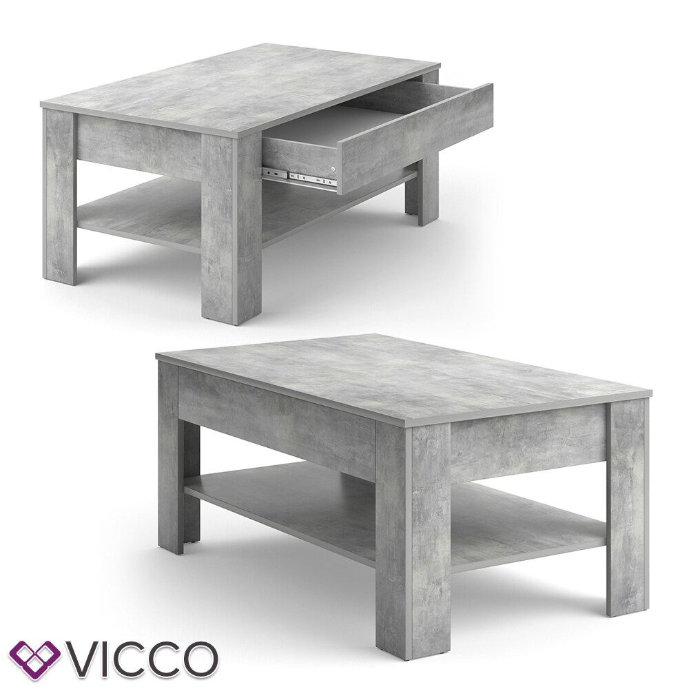Vicco Couchtisch mit Schublade Beistelltisch Kaffeetisch 100 x 60 cmBeton