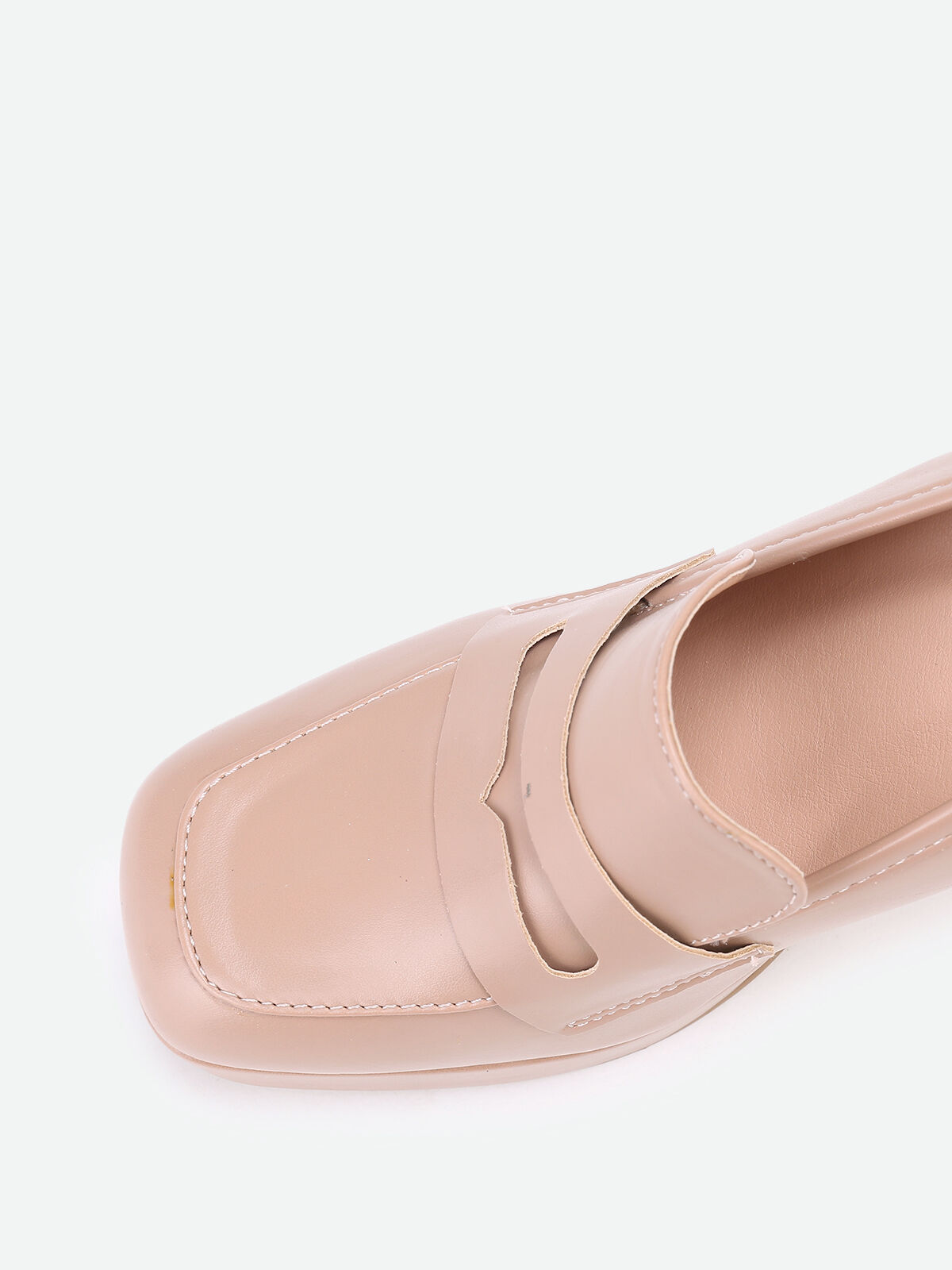 Mocassins à talon trapèze- Beige