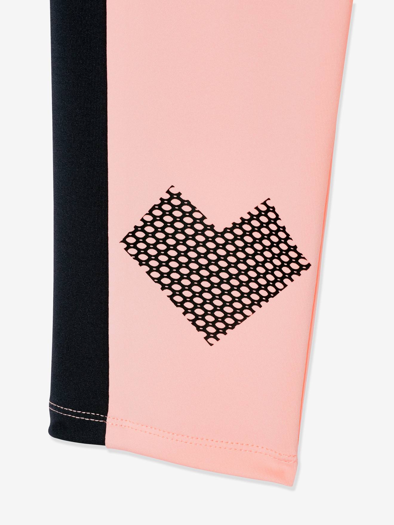 Leggings esportivas lisas rosa claro para meninas com estampas.