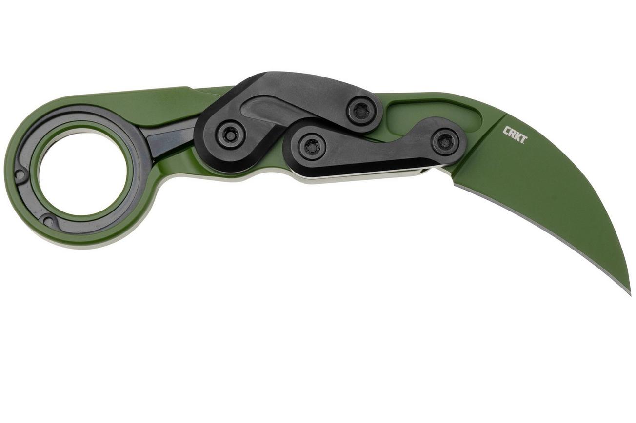 CRKT Provoke 4040BG Bright Green Cerakote D2, Multicam Bright Green Aluminum, Kinematic Karambit zakmes, Joe Caswell design