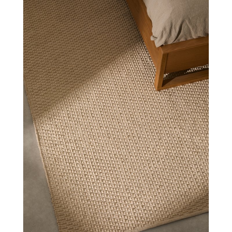 Tapis Mascarell de coton et polyester blanc 160 x 230 cm