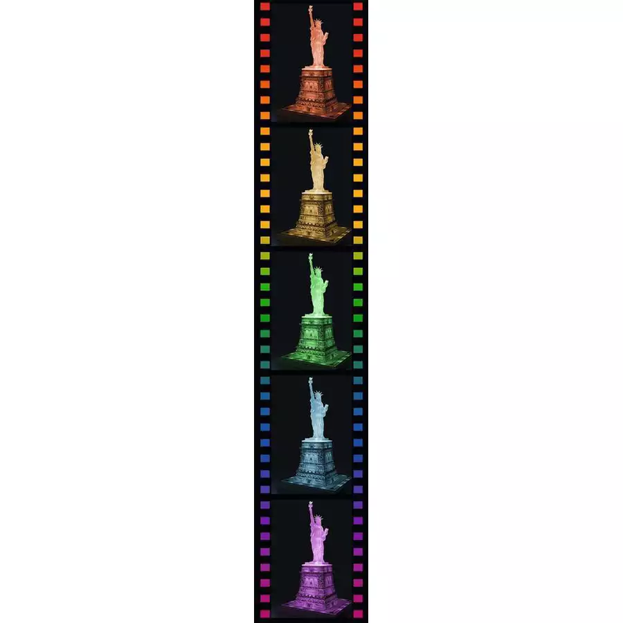 Ravensburger Freiheitsstatue bei Nacht bunt