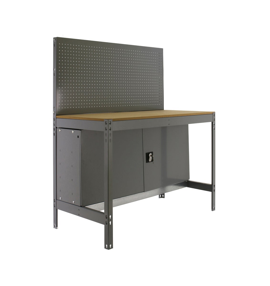 PROREGAL Buffalo werkbank met gereedschapswand en kast, afmetingen (H x B x D): 84 x 120 x 61 cm, draagvermogen: 600 kg, verzinkt