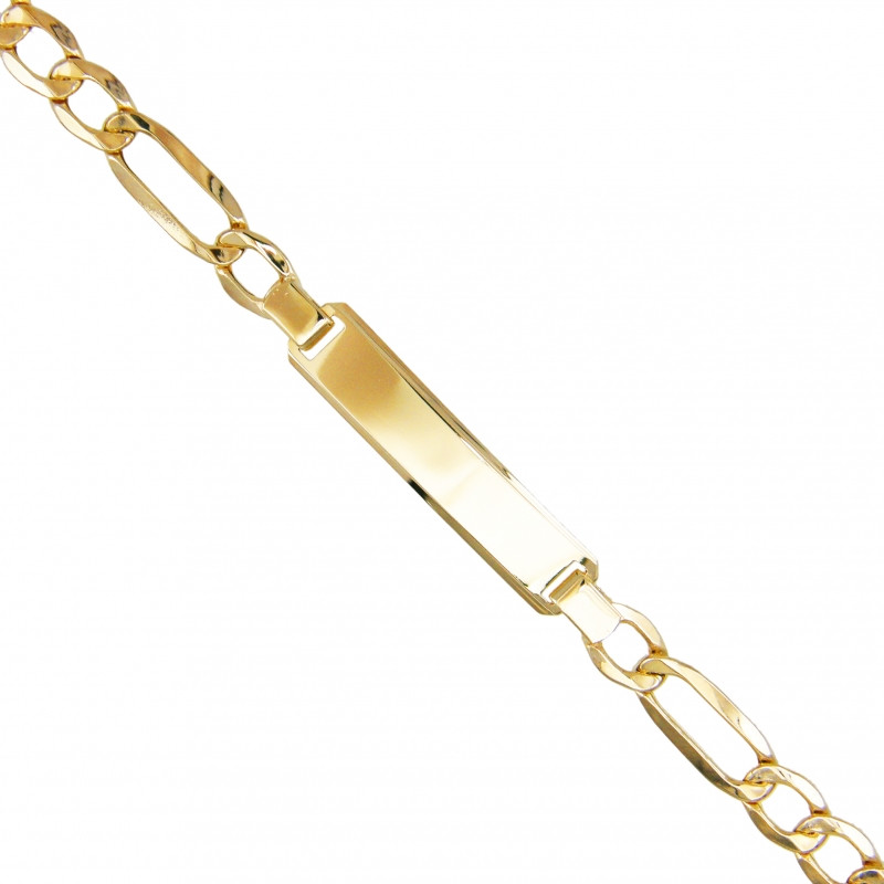 Bracelet Homme Maille Figaro Alternée 1 et 3 - Or Jaune - Personnalisable