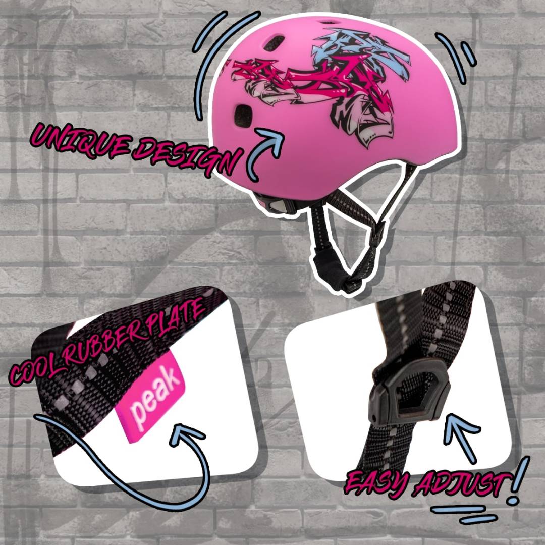Capacete para Bicicleta e Skate para Adolescentes e Adultos | Rosa Graffiti M/G | em 1078