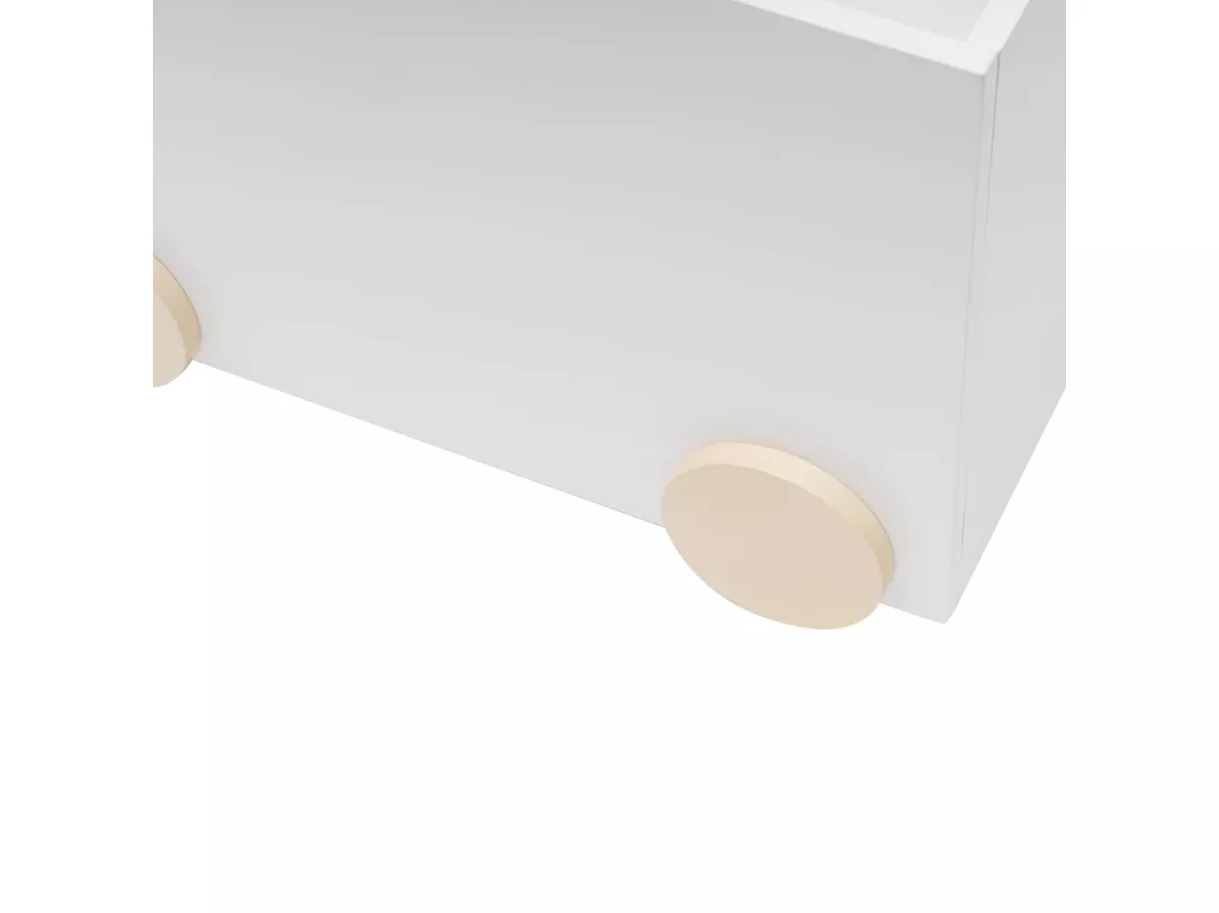 Chariot de Jeu Malle MDF Blanche avec Corde pour Chambre d'Enfant