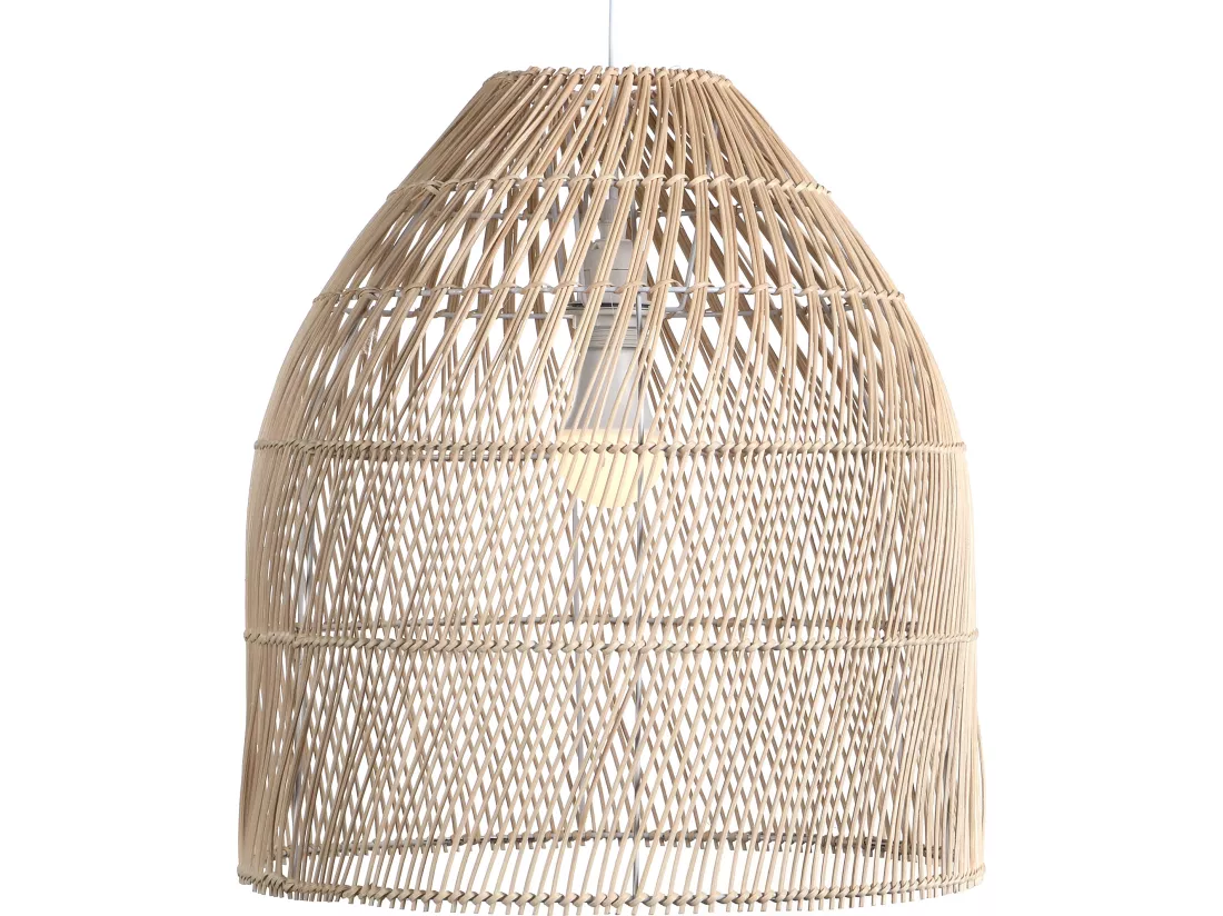 Suspension en métal et rotin style ethnique - D. 40 x H. 120 cm - Naturel - PARNAIBA