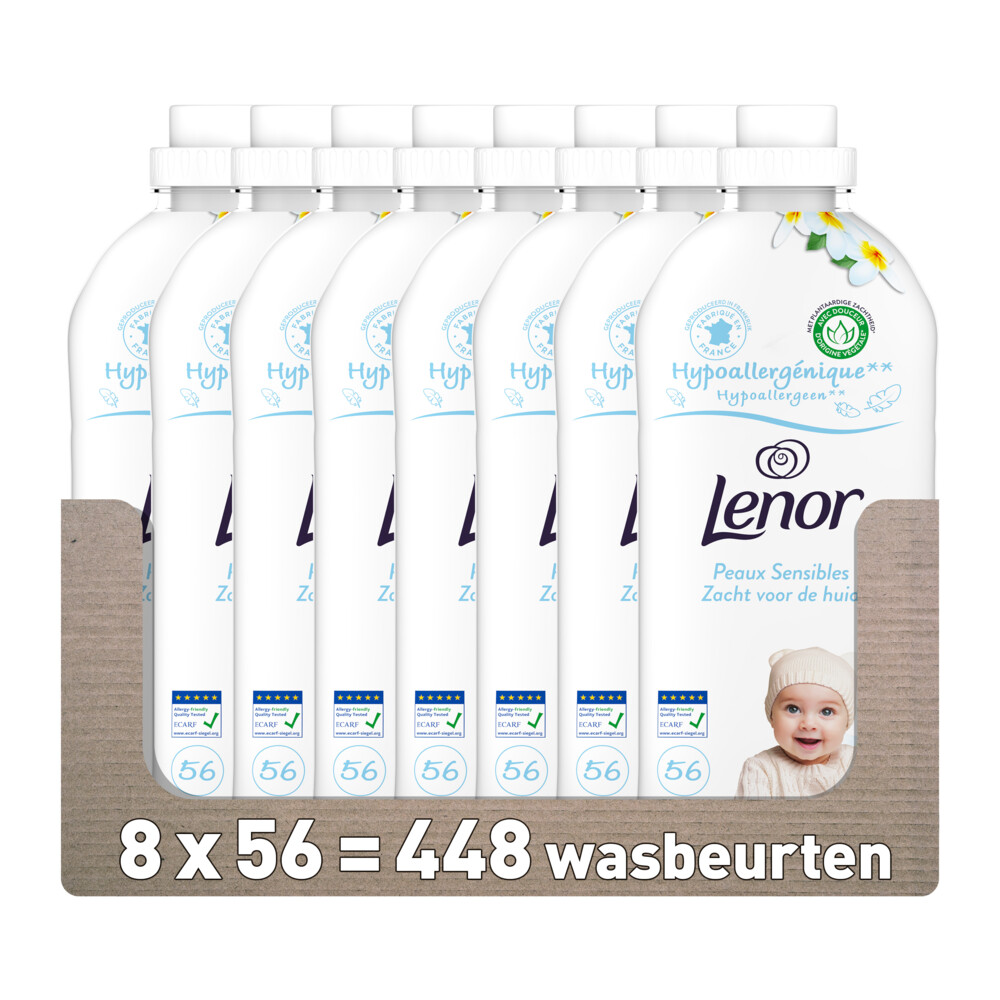 8x Lenor Wasverzachter Sensitive 56 Wasbeurten1176 ml