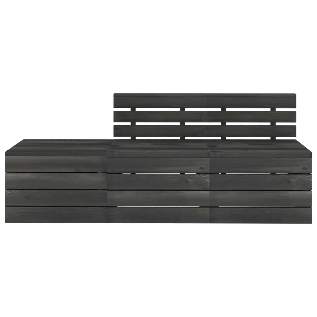 Salon de jardin palette meuble d'extérieur ensemble de mobilier 3 pièces bois de pin massif gris foncé