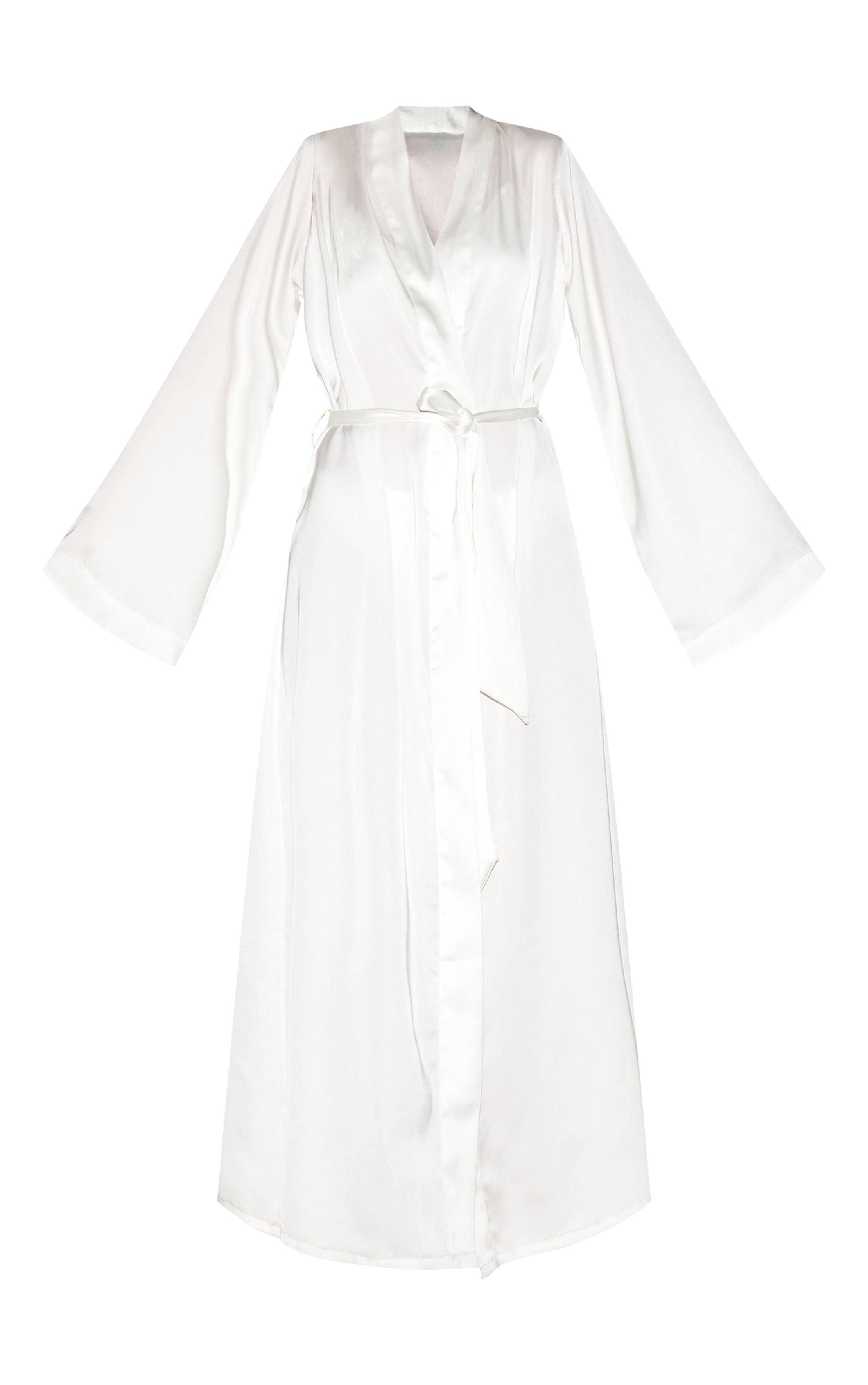 Blanc Robe Longue Satinée Brodée Mariée