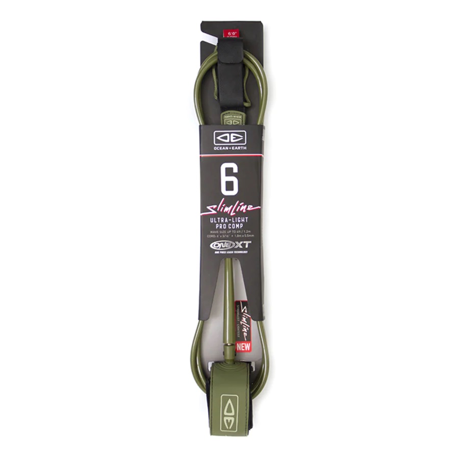 Ocean and earth Leash - Slim Line Comp One XT - 6'0 Black