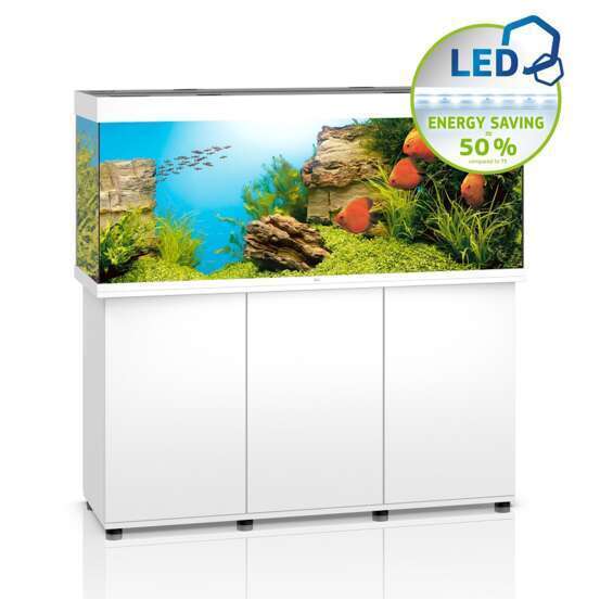 Aquarium avec meuble LED Rio 450 en bois blanc - H.80 cm