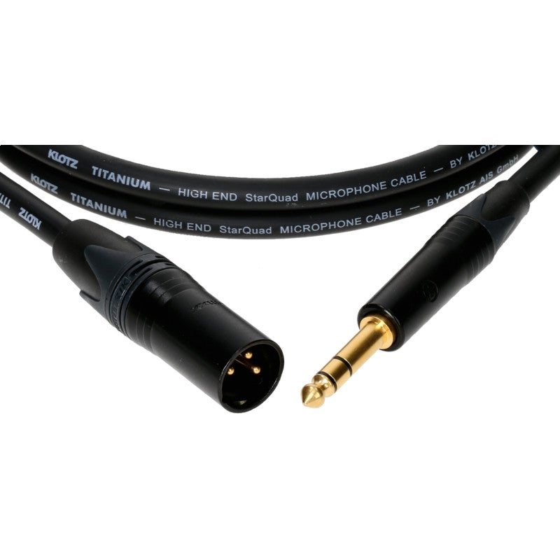 Klotz TI-MMS1000 Titanium Starquad 3p XLR male naar 3p jack 6.35mm 10 meter