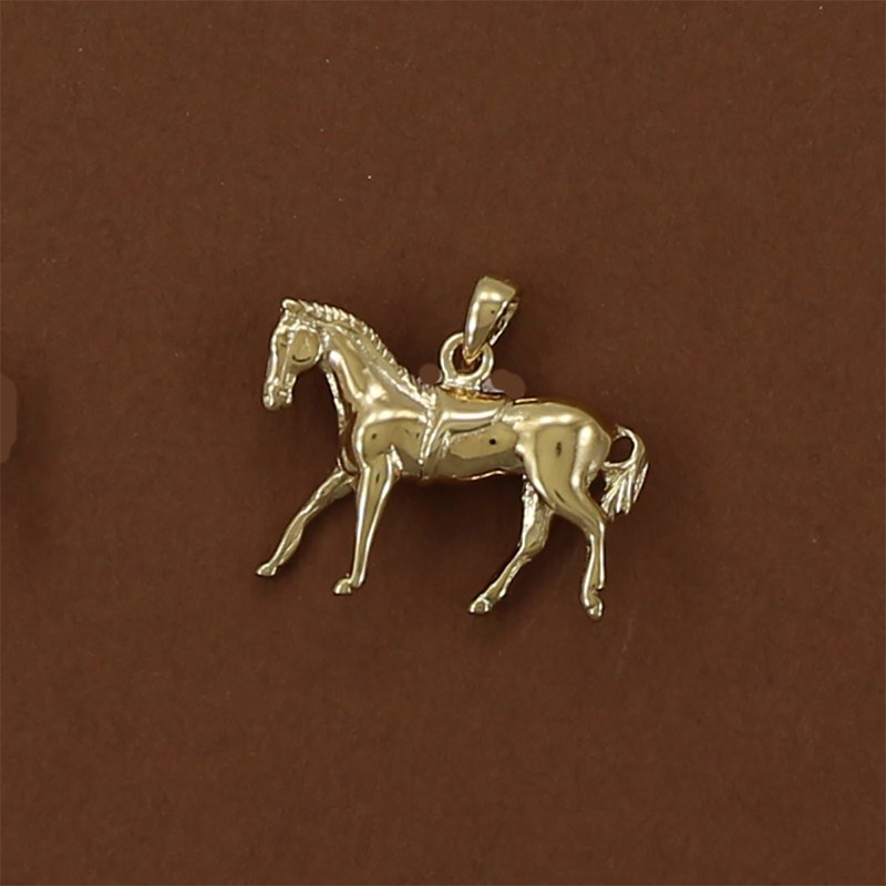 Pendentif cheval au pas - Plaqué or