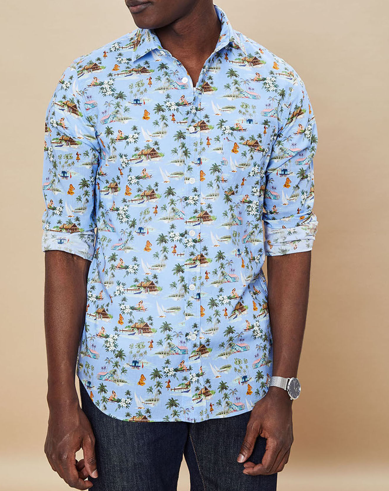 Hartford Chemise Slim Fit Storm imprimée bleue