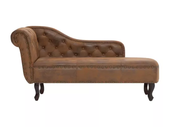 Prolenta Premium - Chaise longue Marron Similicuir daim
