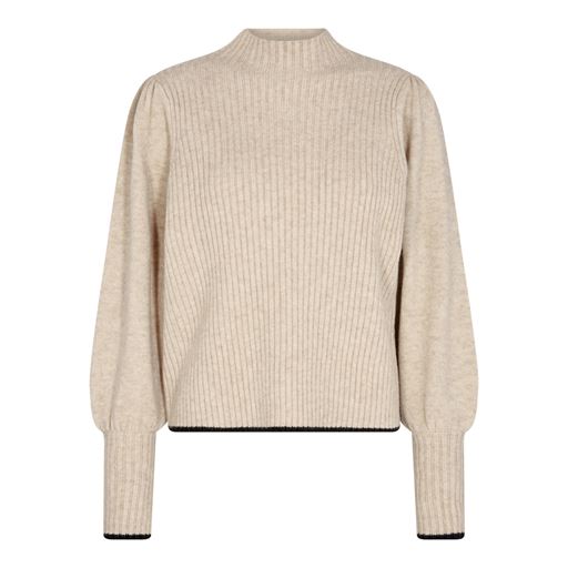 Co'Couture Row Puff Rib Striktrøje, Off White, XL