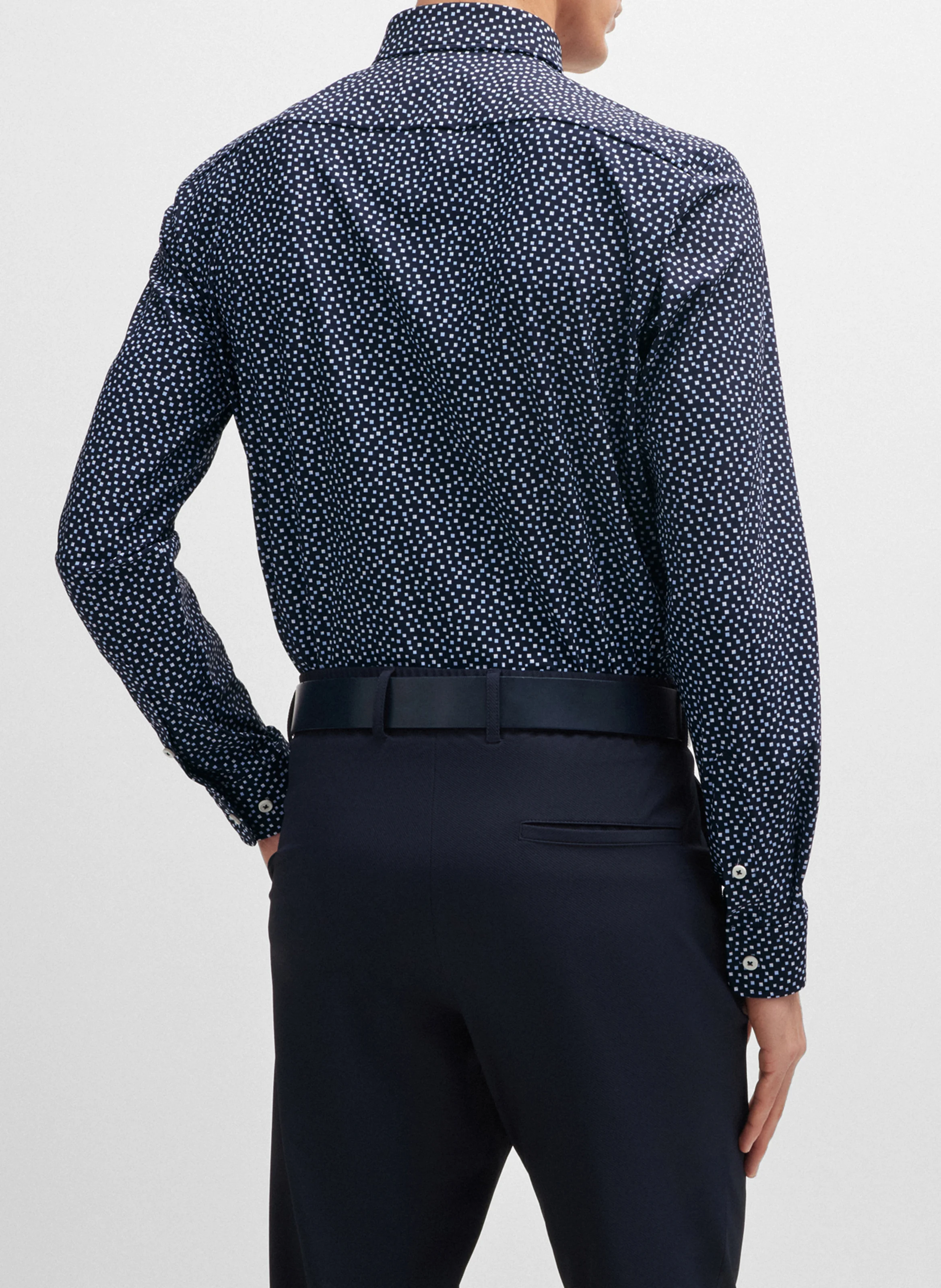 Chemise slim fit imprimée | Bleu