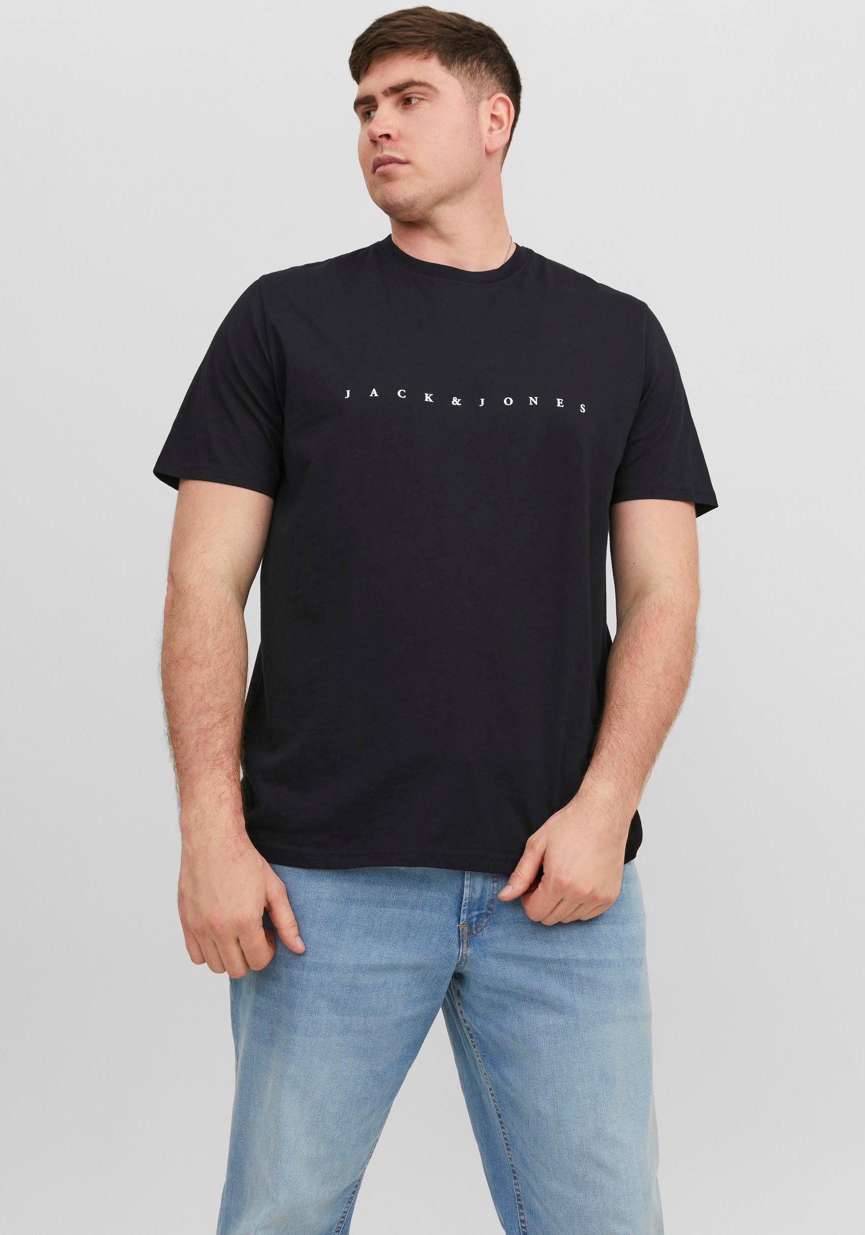 Jack & Jones PlusSize Rundhalsshirt »JJESTAR JJ TEE SS NOOS PLS«, mit Logo Schriftzug